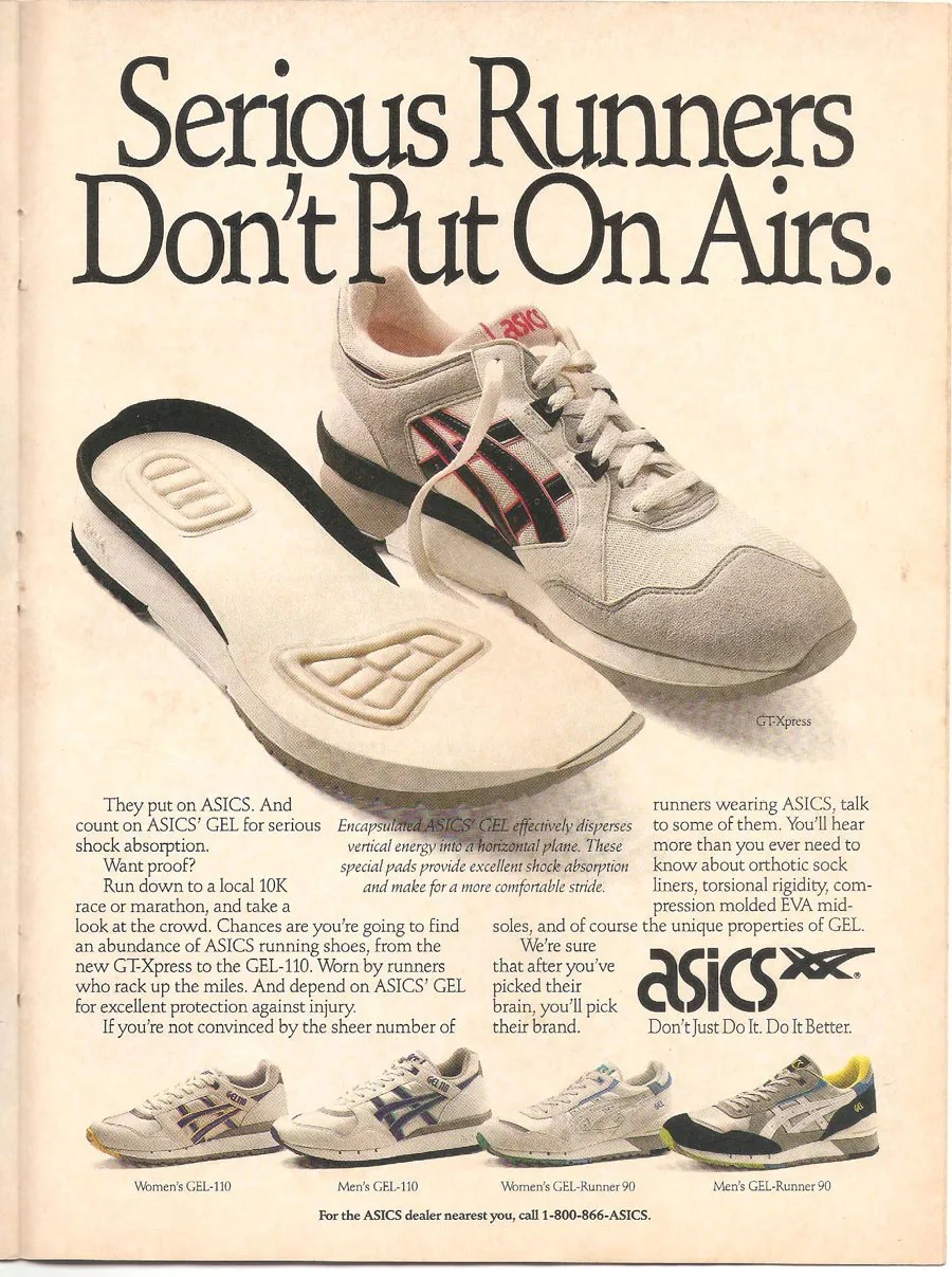 Винтажная реклама Asics Gel 1990 года